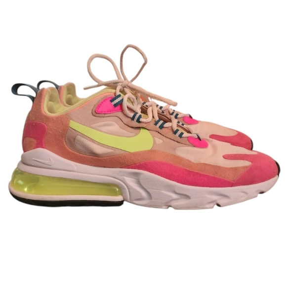 Nike Air Max 270 React Pink Volt Neon Women’s Size 7.5 Shoes Sail DC1863-600 - Picture 1 of 8